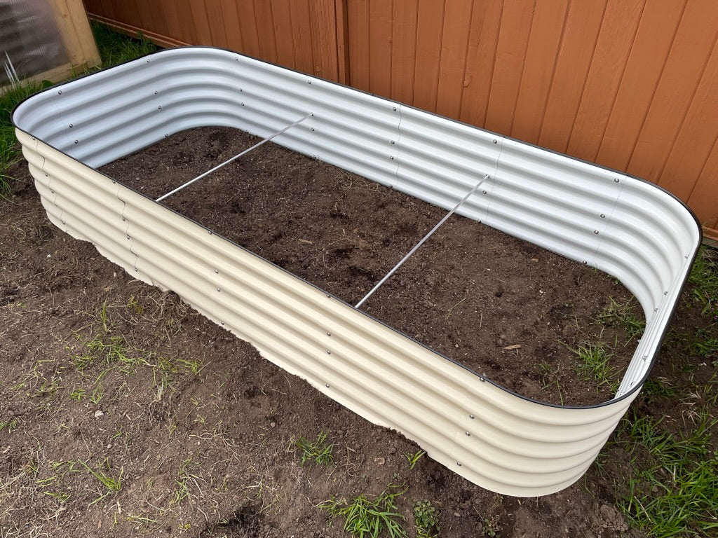 17 inch tall 12-in-1 extra large modular metal raised garden bed assembled in backyard