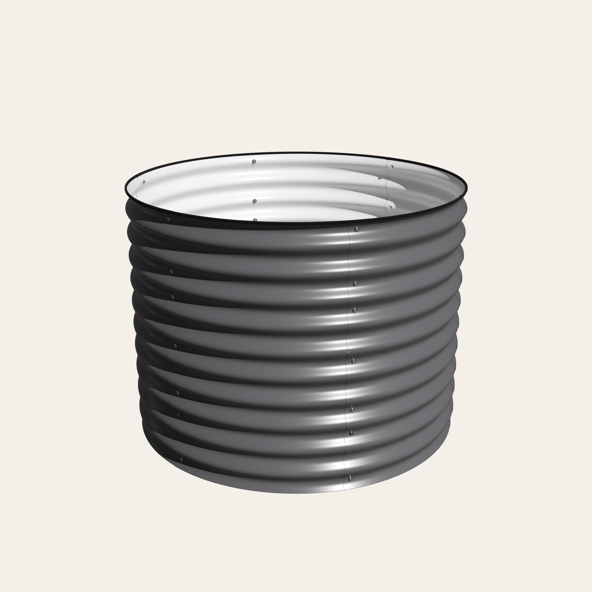 32 inch tall large round raised garden bed in gray
