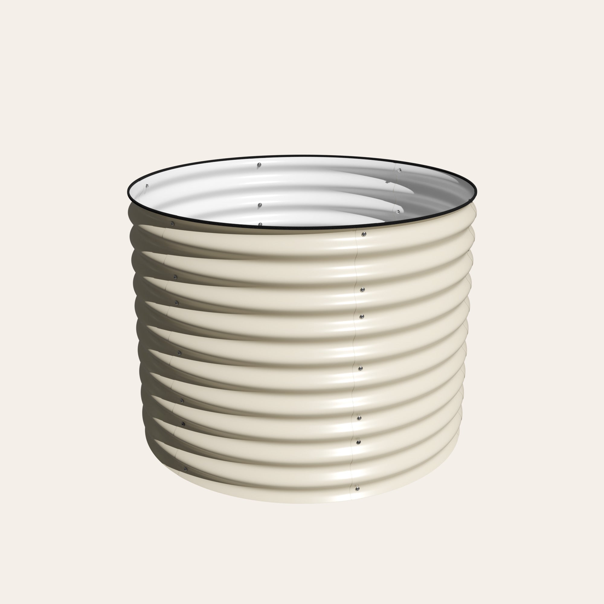 32 inch tall large round metal raised garden bed in white