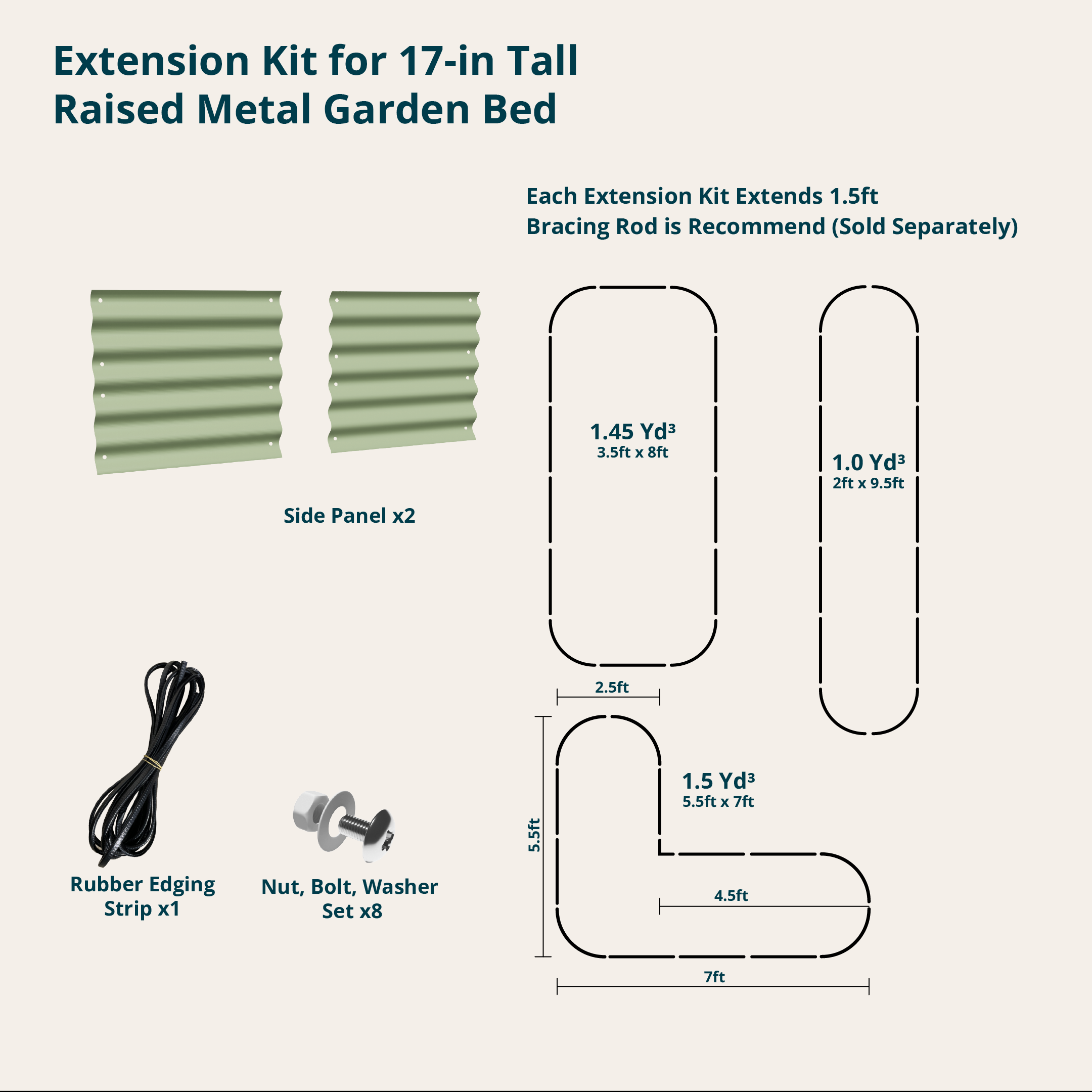 17 inch extension panels 1.5ft in leaf green