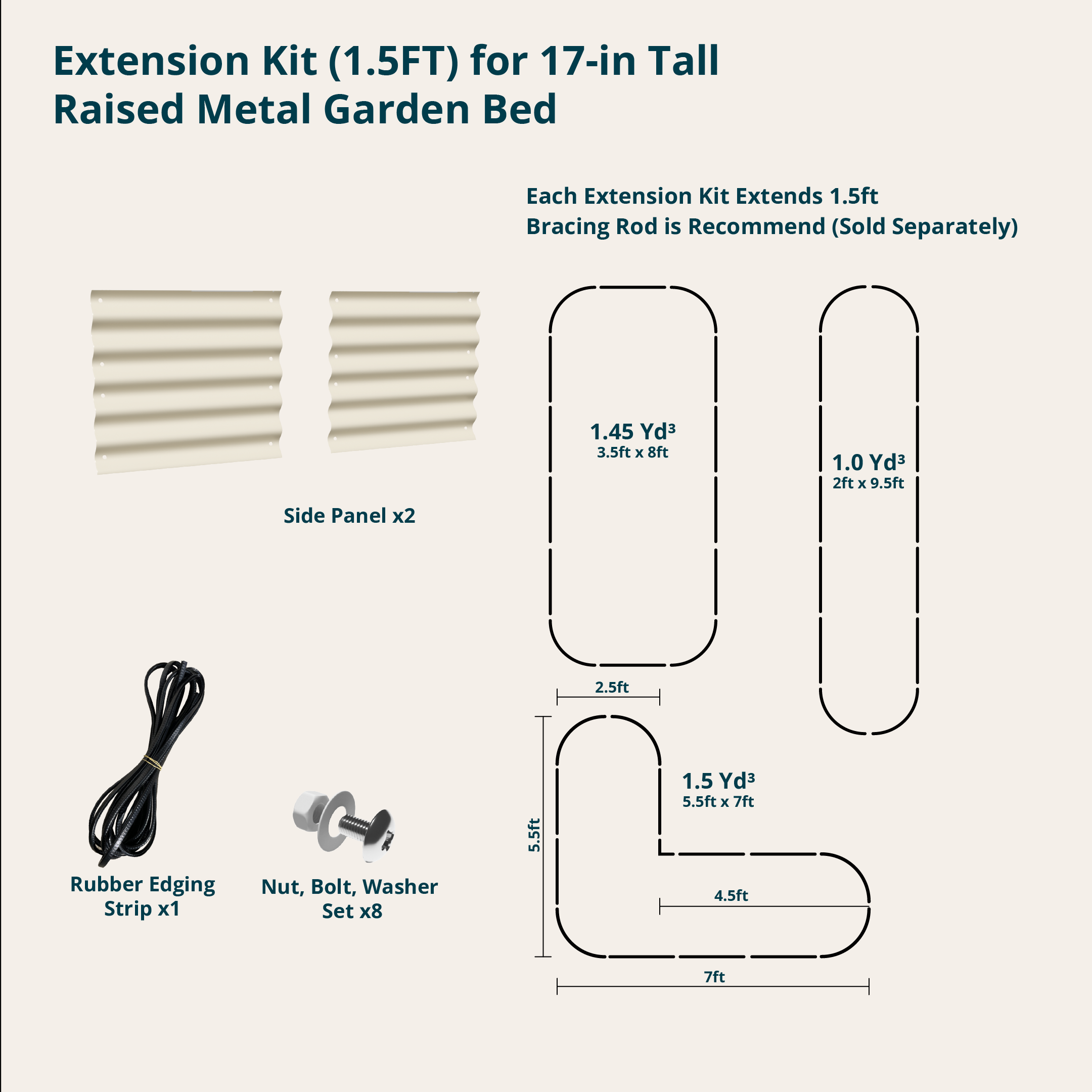 17 inch extension panels 2ft in leaf green for expanding garden beds