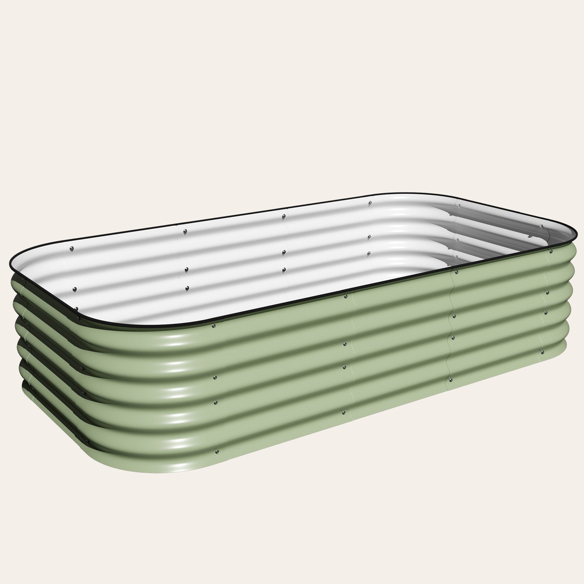 9-in-1 modular raised garden bed configuration ideas — 3.5x6.5 ft layout in Eucalyptus green
