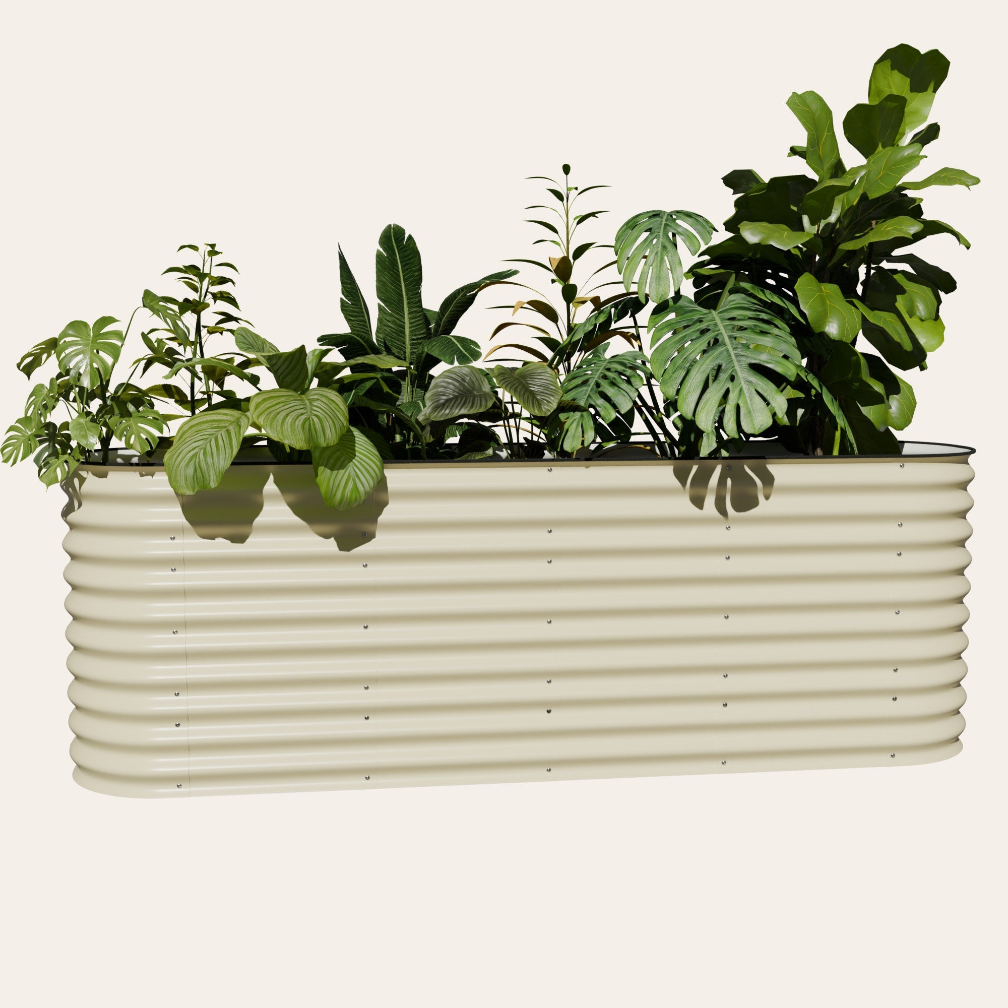 17 inch vs 32 inch raised garden bed height comparison — 32 inch Aluzinc bed with leafy greens