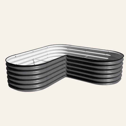 17" Tall L Shape Metal Raised Garden Bed