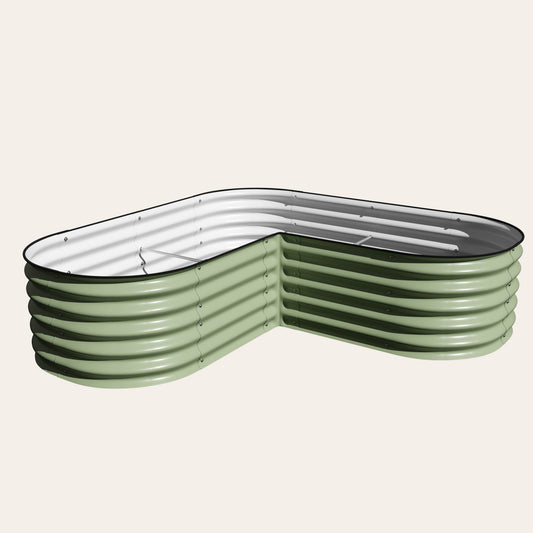 17" Tall L Shape Metal Raised Garden Bed
