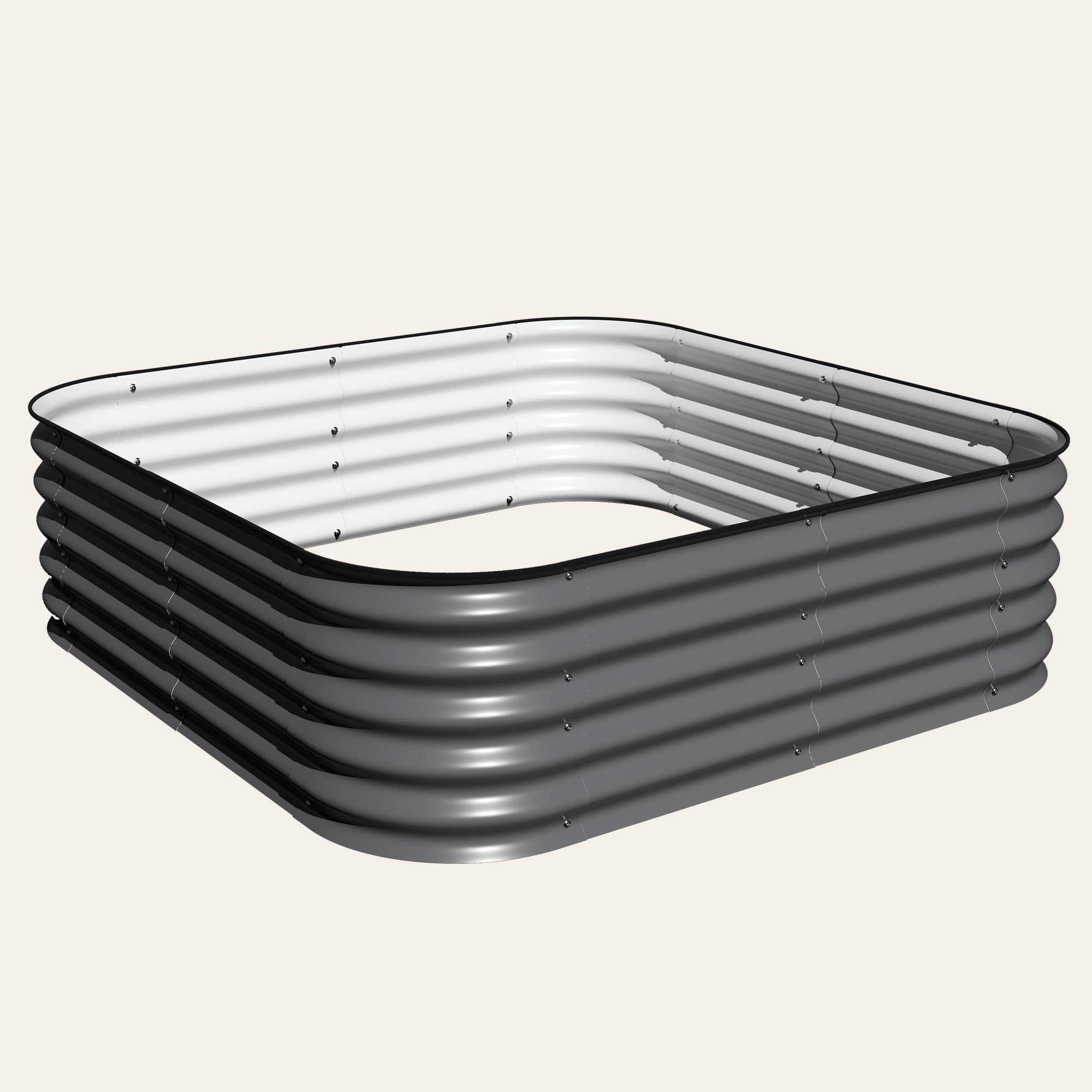 17 inch modular raised garden bed in gray - 5x5ft square configuration