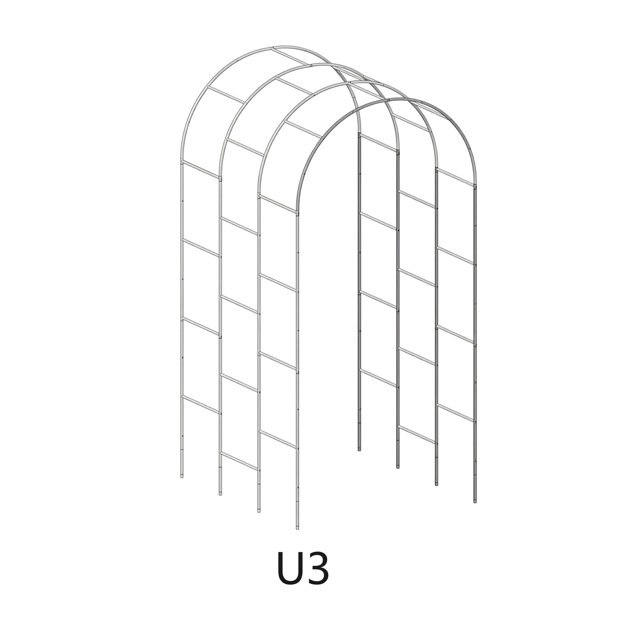 Arched metal trellis in garden pathway creating beautiful archway