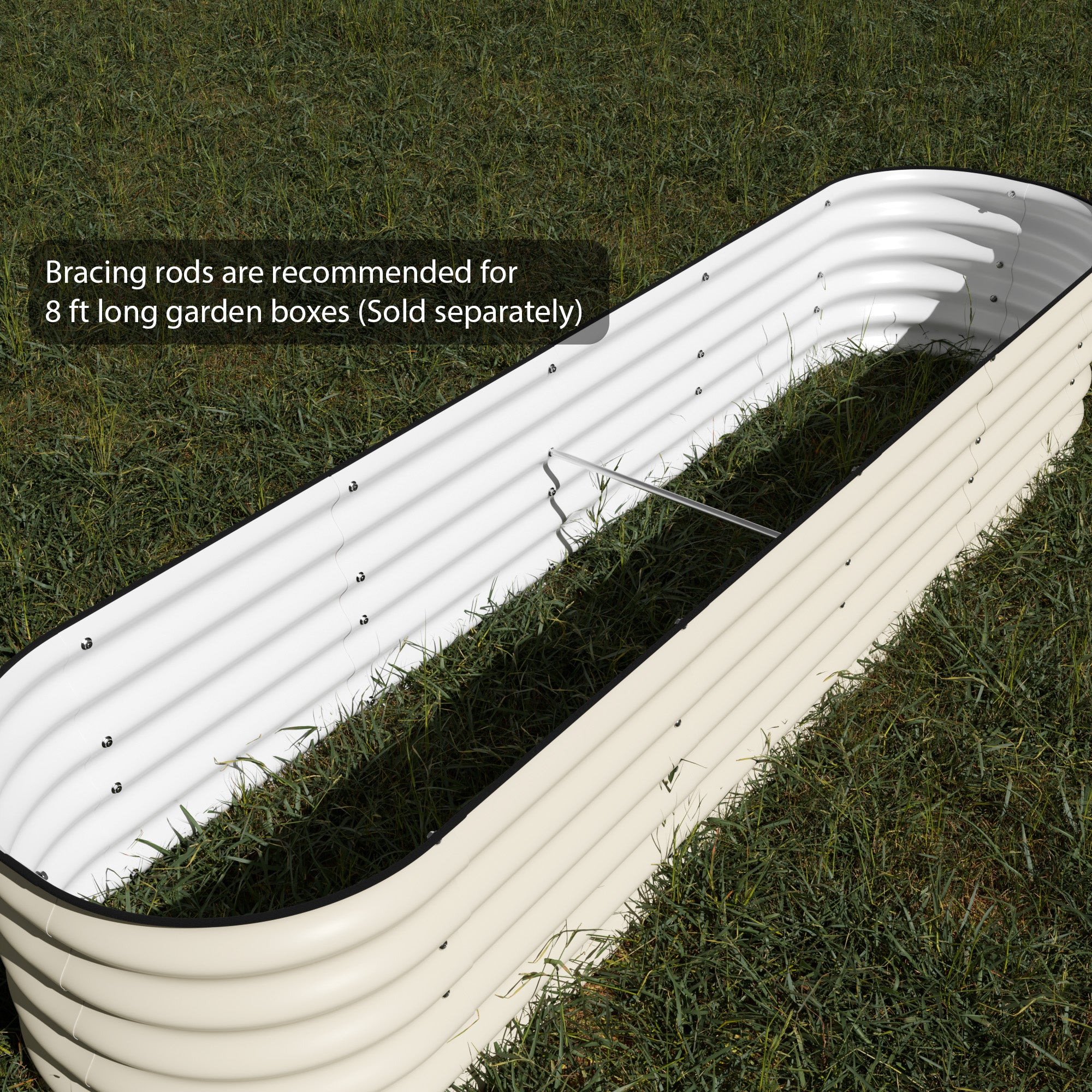 17 inch raised garden bed with bracing rod installed for extra stability