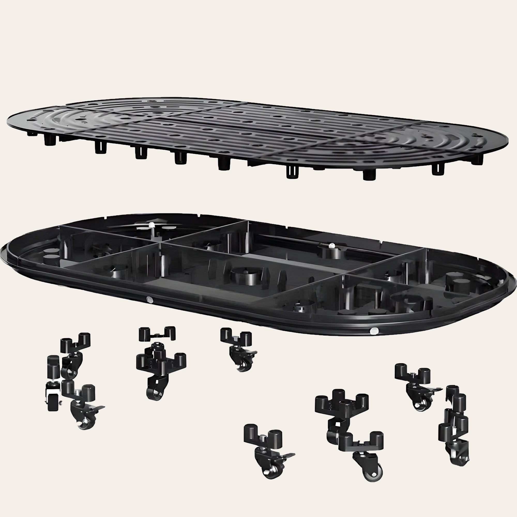 Self-watering wicking cell system exploded view showing all components
