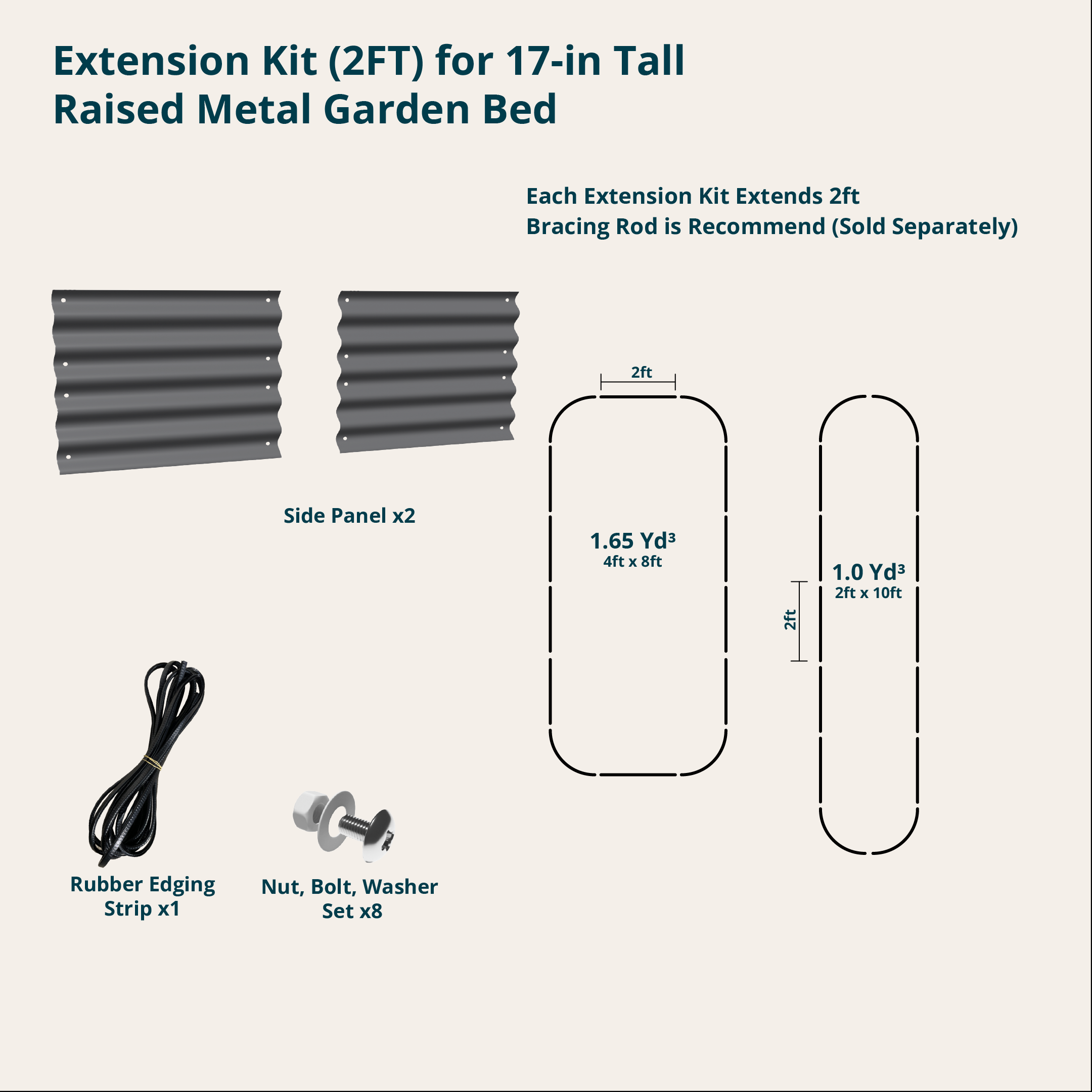 17 inch extension panels 2ft in white