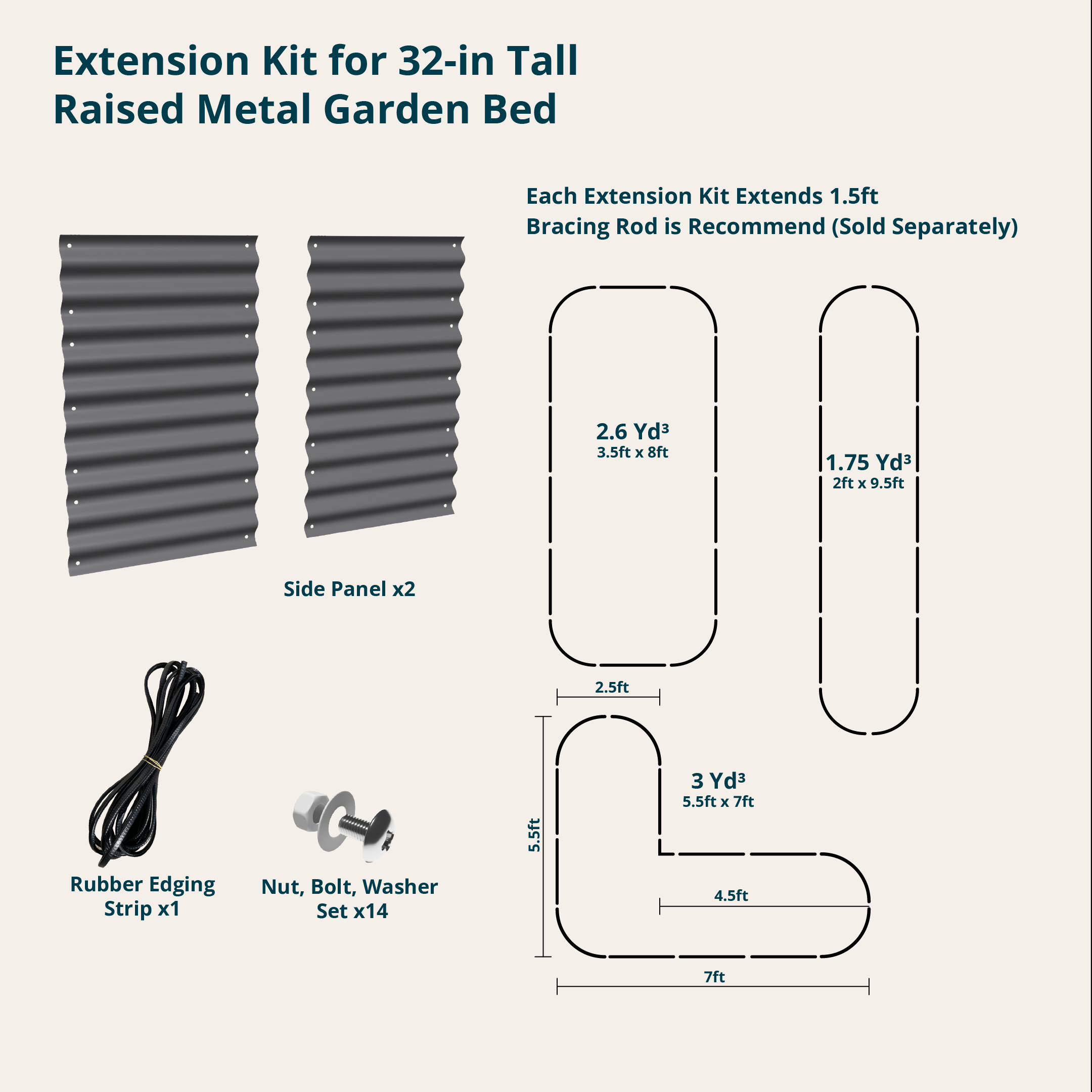 32 inch extension kit panels in charcoal gray