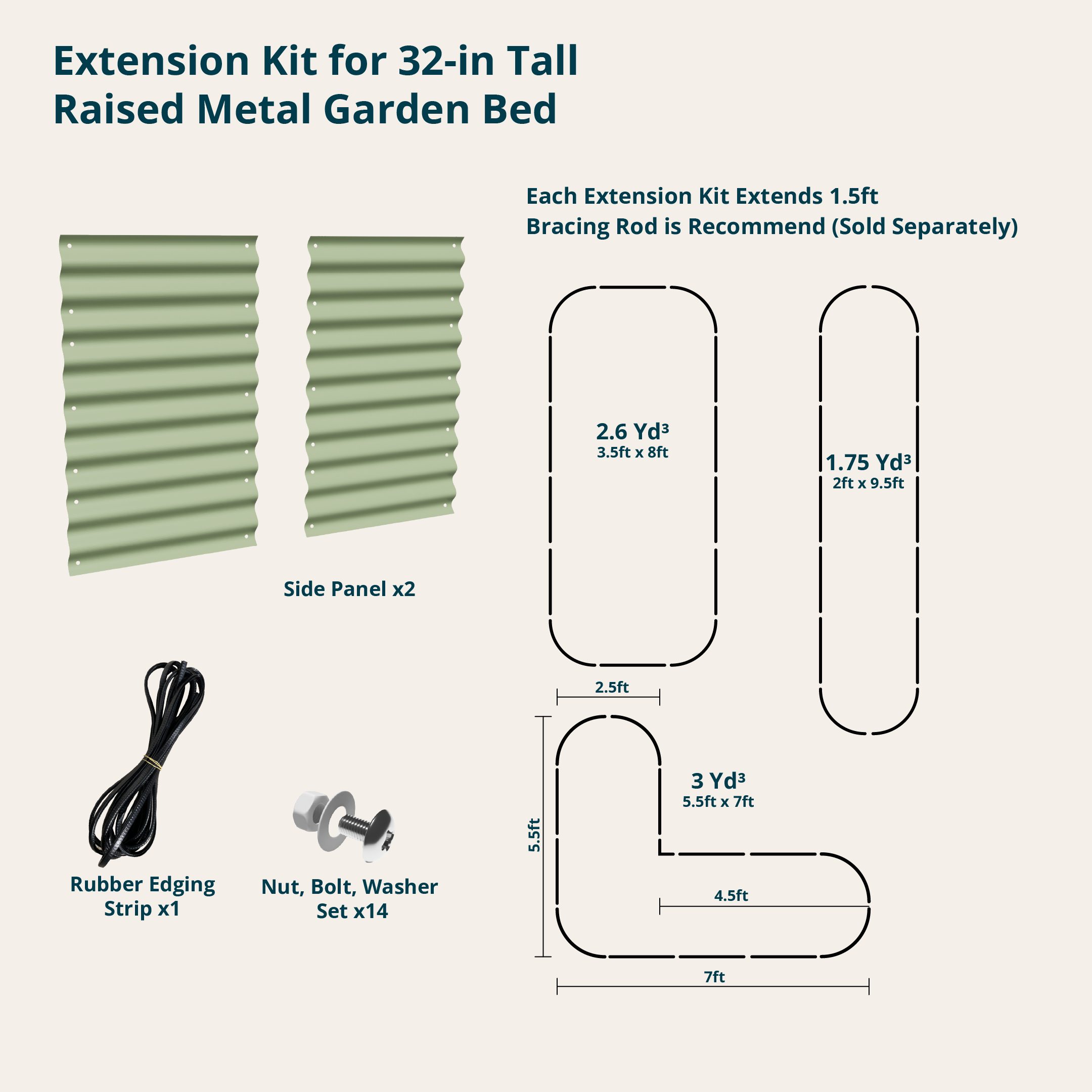 32 inch extension kit panels in leaf green